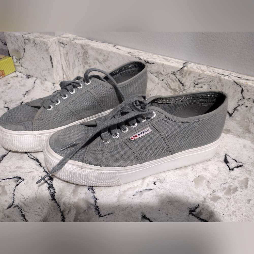Superga grey platform sneakers